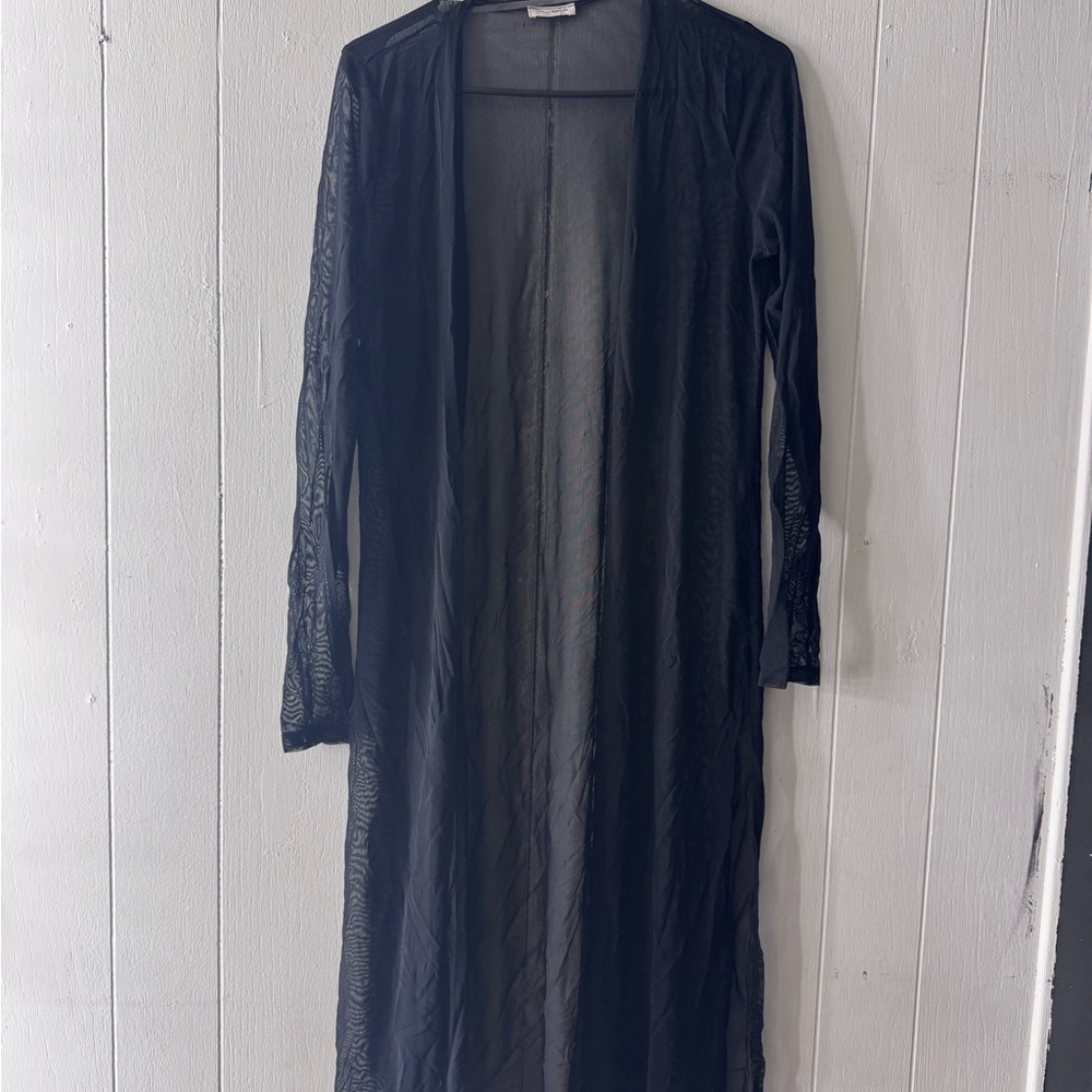 Chic Black Sheer Duster